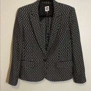 Anne Klein Black and White Geometric Blazer Medium